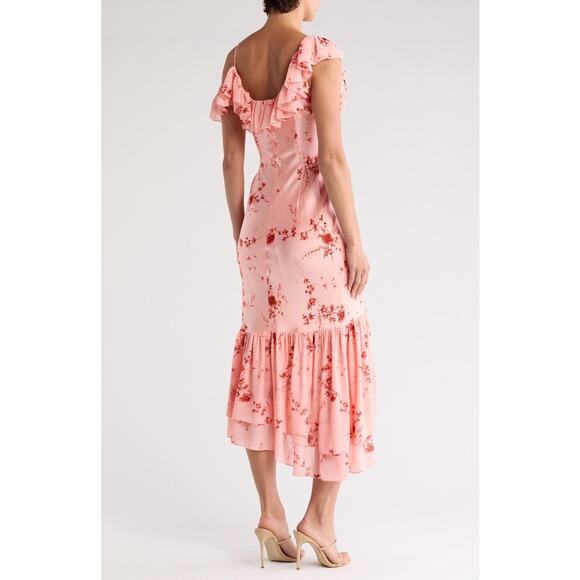 Cinq à Sept Kersti Floral Print Asymmetric‎ Silk Dress Size 14 - Picture 3 of 8